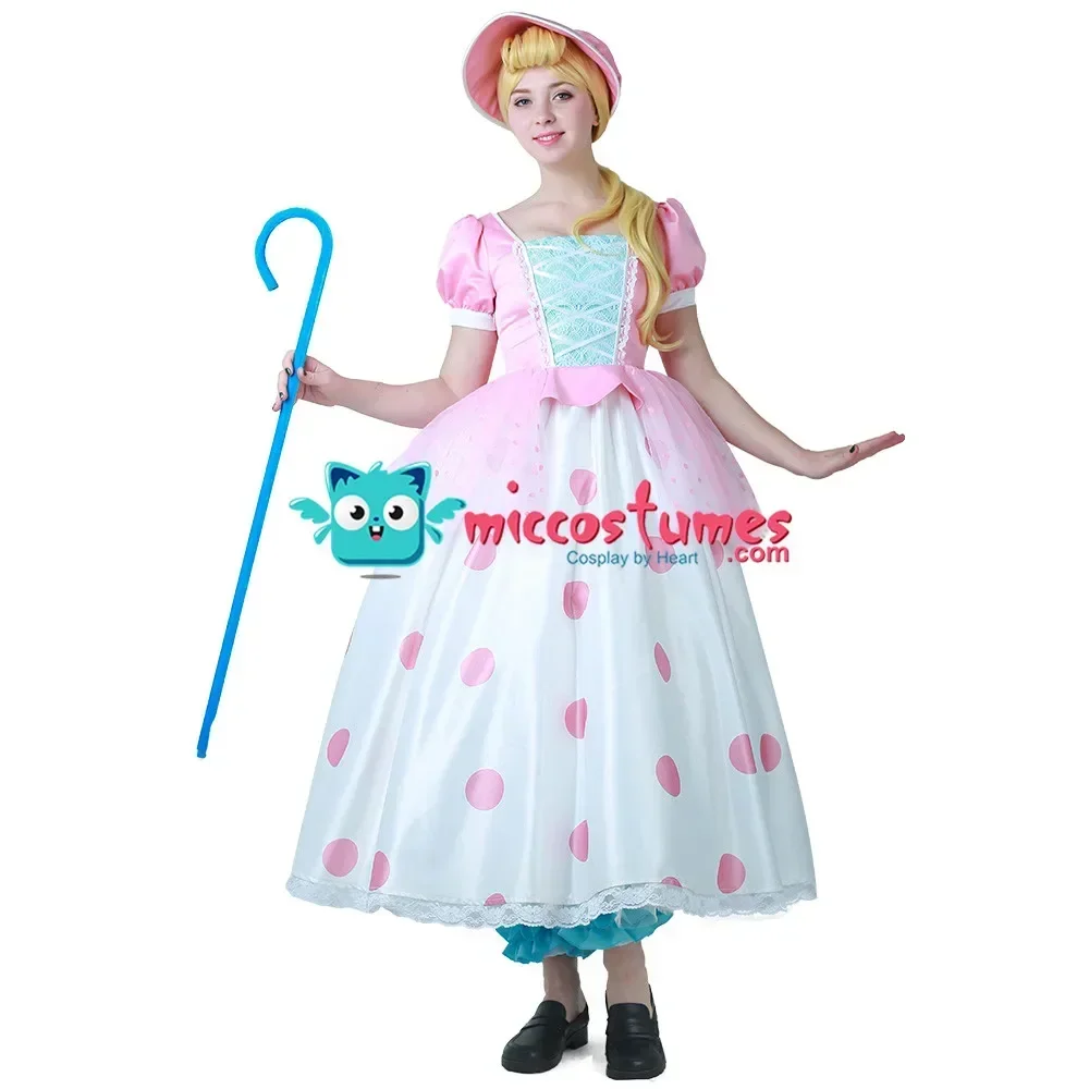 Miccostumes Women Little Bo Peep Costume Shepherdess Cosplay Dress Costume with Hat