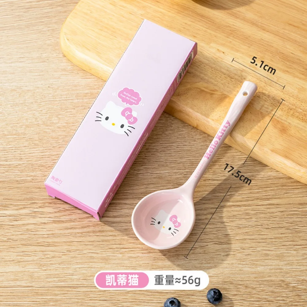 Kawaii Cute Sanrios Kuromi My Melody HellokittysAnime Kawaii Fiqure Ceramic Ladle Household SoupSpoon Ceramics Tableware Gifts