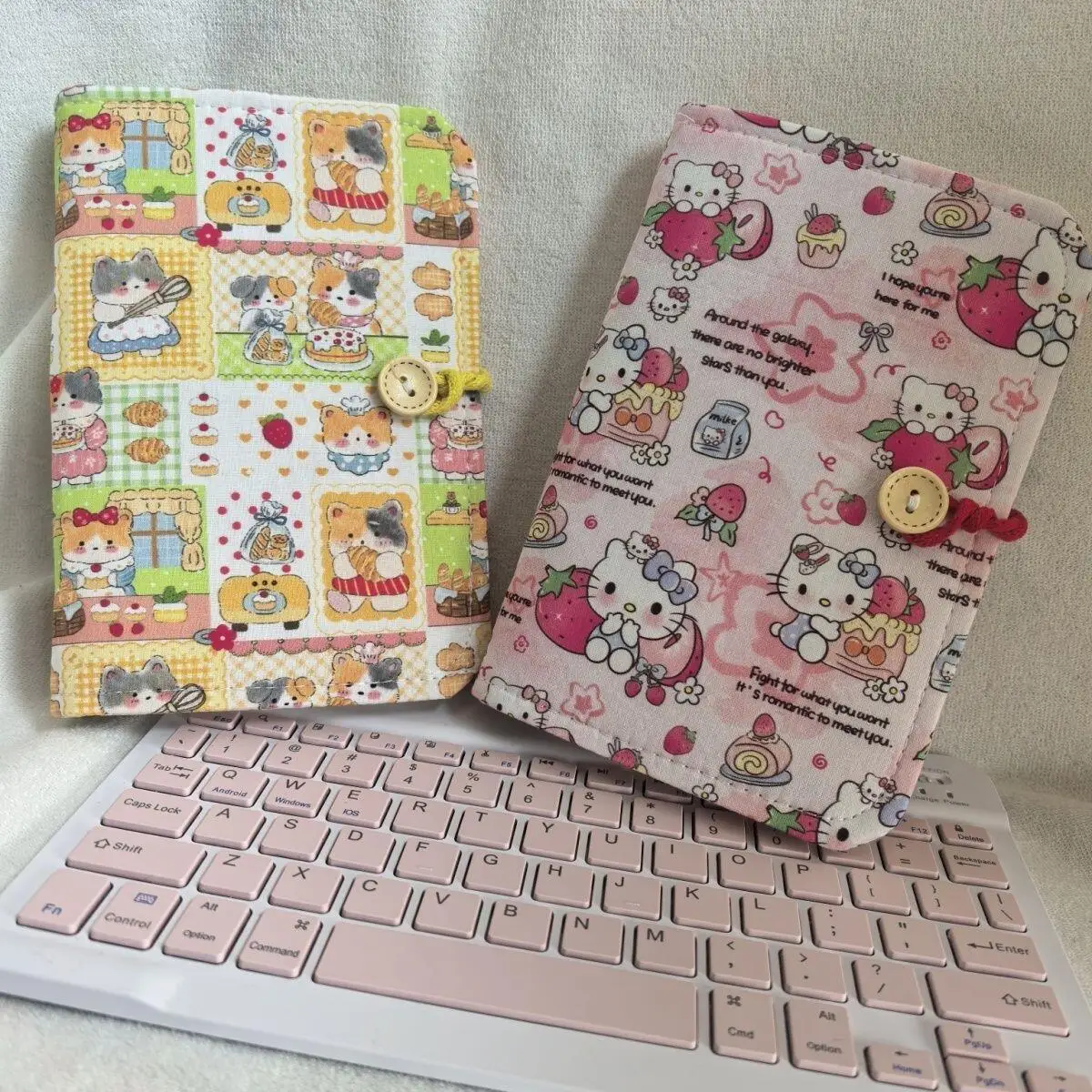 In Stock Sanrio Hello Kitty Cloth Cover Button Loose Leaf Notebook Replaceable Inner Page Student Diary Birthday Gift for Friend