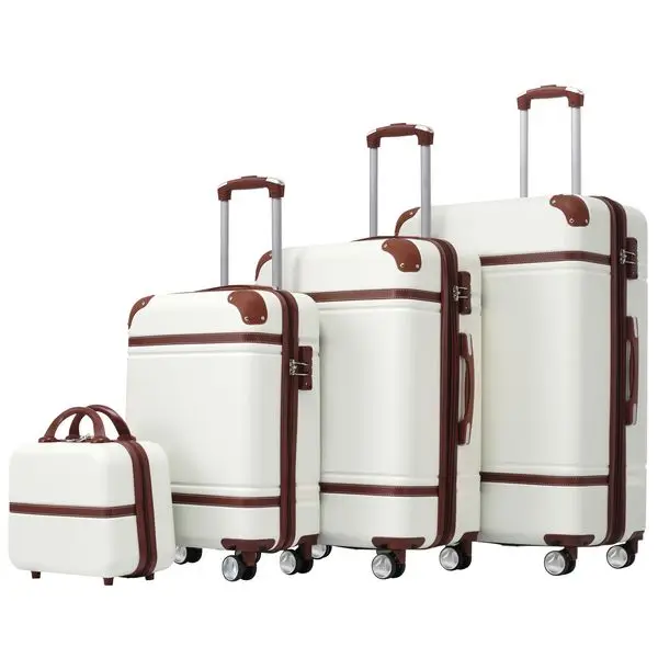 

Lightweight 4 Piece Hardshell Luggage Set With Cosmetic Bag, 20/24/28 Inch Spinner Suitcase With TSA Lock