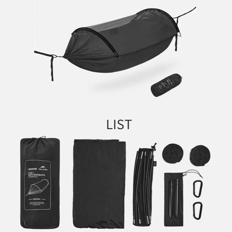 Imagem -05 - Naturehike-ripstop Anti-rollover Swing Hammock Mosquito Repelente Equipamento de Camping ao ar Livre Piquenique Dormir Ferramentas em 1