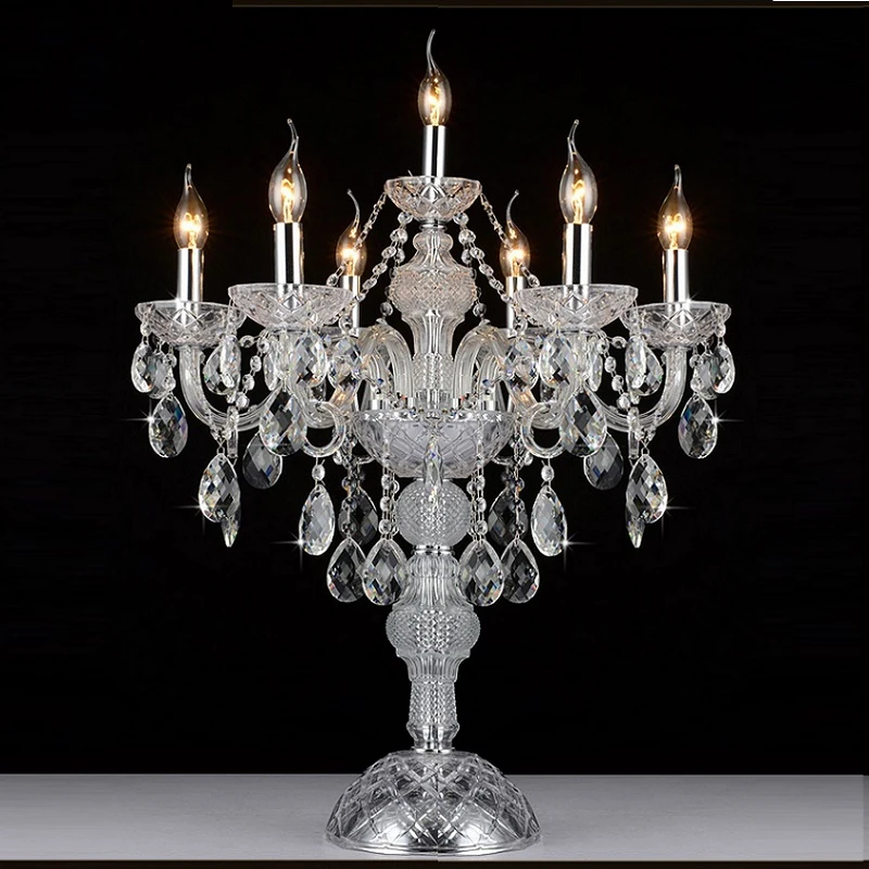 Imagem -05 - Luminária de Mesa Decorativa Moderna Candelabros com Cristal Dourado e Prateado para o Quarto Luminária de Mesa com Designs