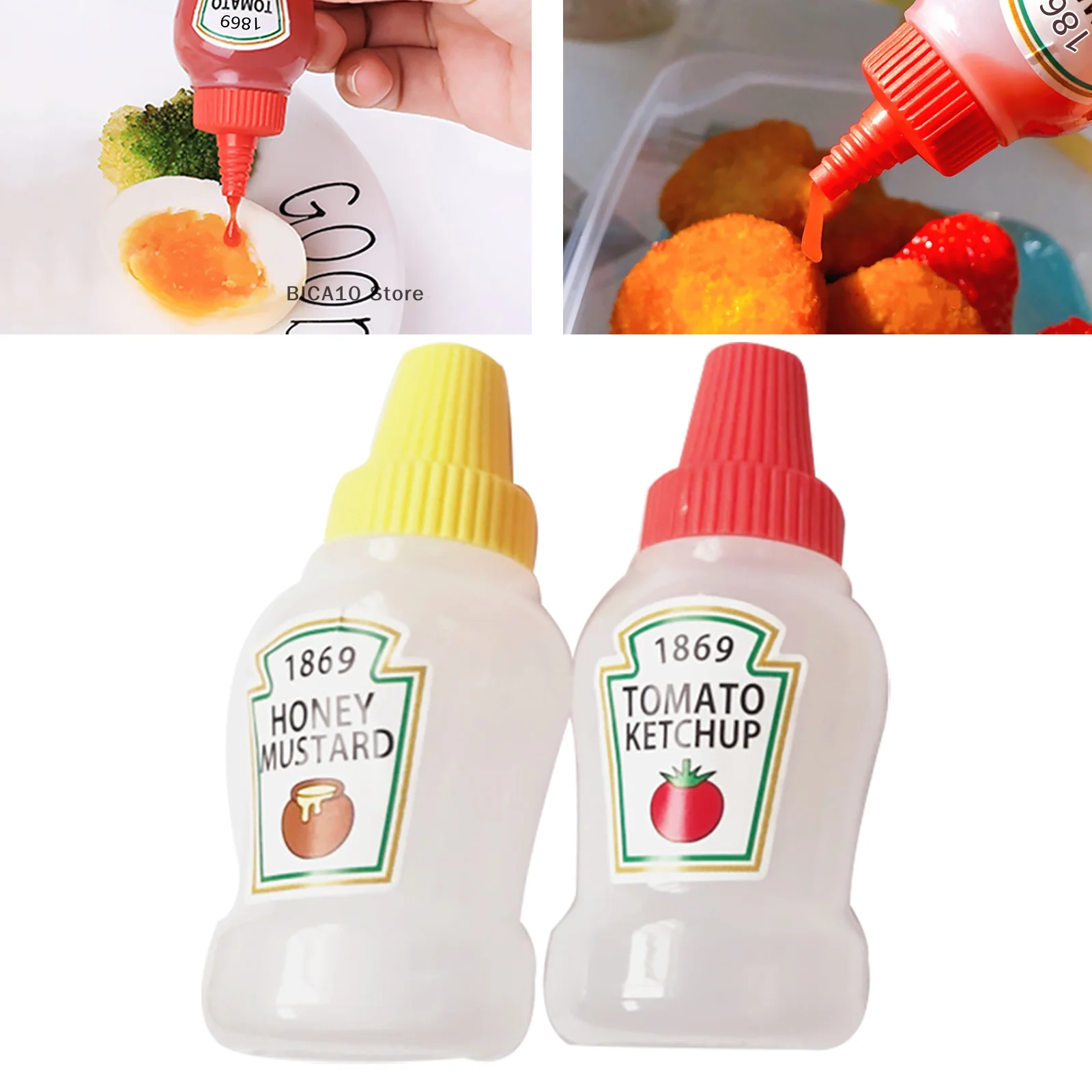 2 pz/set 25ML Mini Bottiglia di Ketchup di Pomodoro Portatile Piccolo Contenitore di Salsa Condimento per Insalata Contenitore dispensa Contenitori per Bento Box