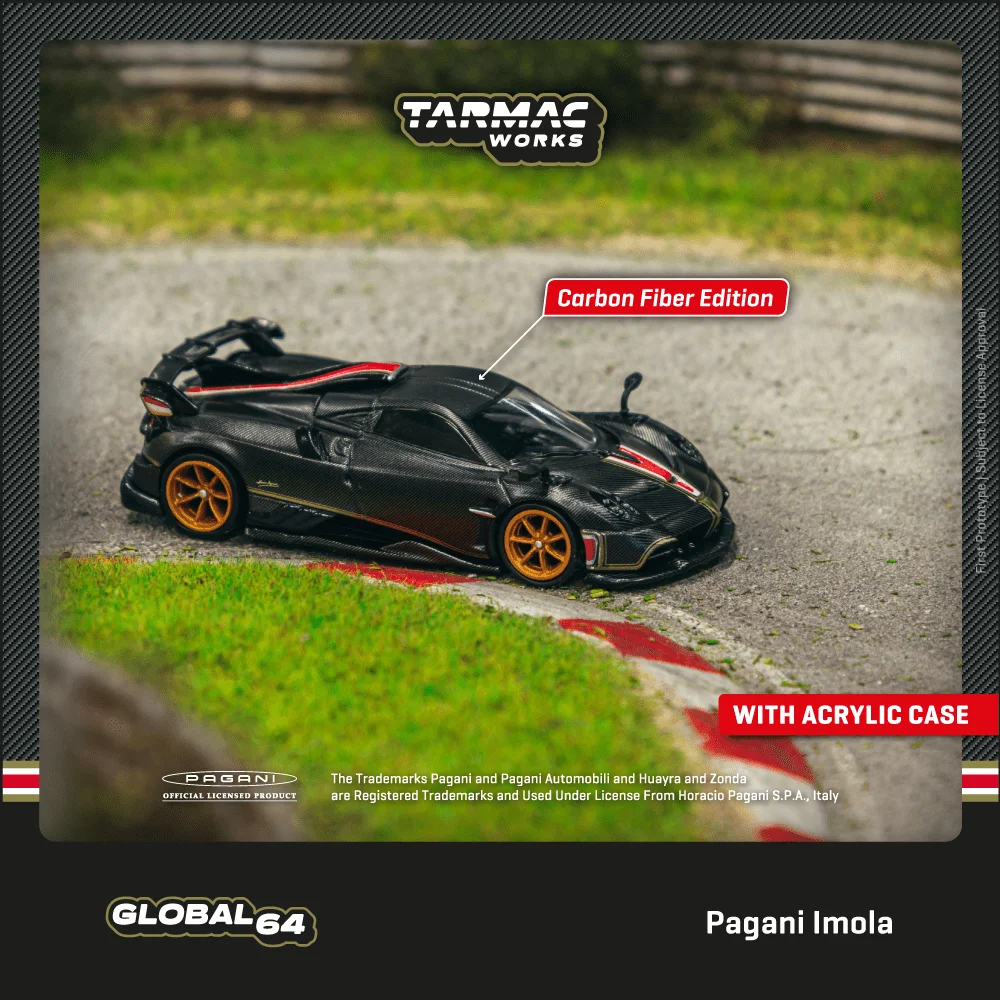 

Tarmac Works 1:64 Pagani Imola, Full Carbon Black, Alloy