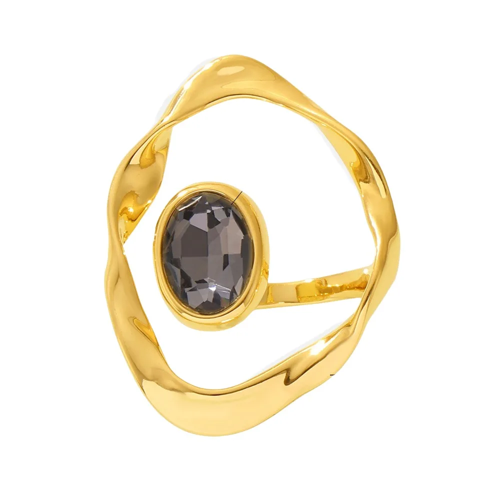 

Jewelry Grey Rhinestone Big Open Ring Charm Finger Simple Geometric Twist Ring Golden Silver Hyperbole Women's Ring Party