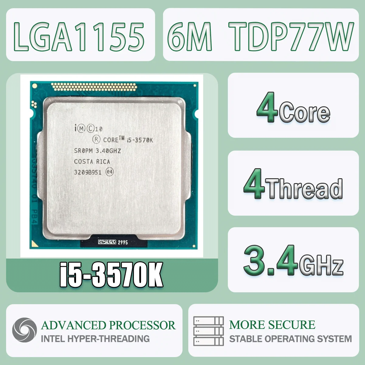 Intel Core I5-3570K 3,4 GHz Quad-Core Quad-Thread 6M TDP77W servidor de procesador de CPU de computadora FC-LGA12C LGA 1155 I5 3570K