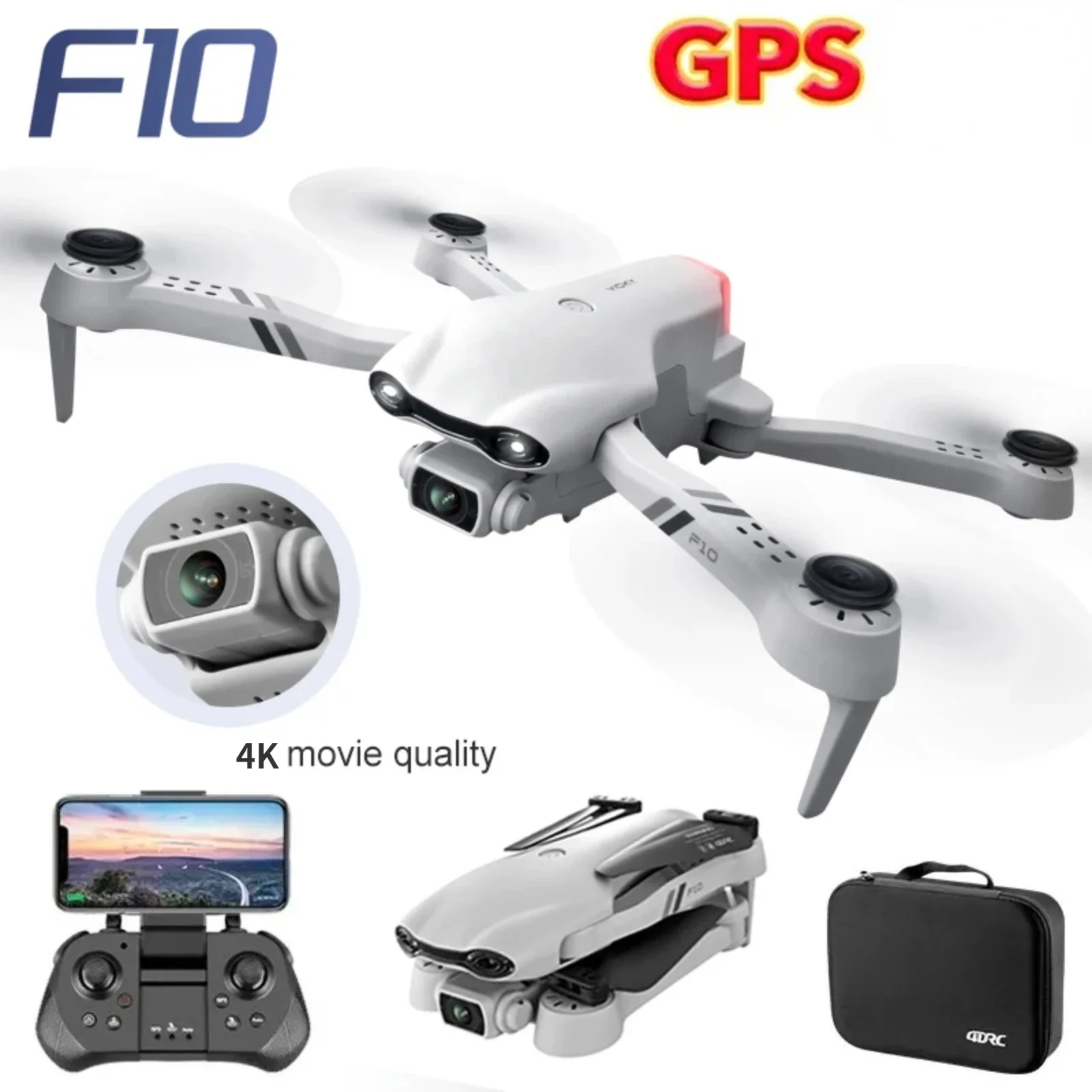 

F10 RC Drone GPS 4K HD Dual Camera Wide-Angle 5G WIFI Fpv Quadcopter Brushless Motor Foldable Obstacle Avoidance Aerial UAV