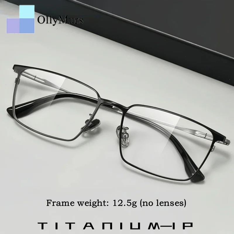 

OLLYMURS классические деловые мужские очки из чистого титана, ультра легкие модные квадратные оптические очки по рецепту, оправа BD86037