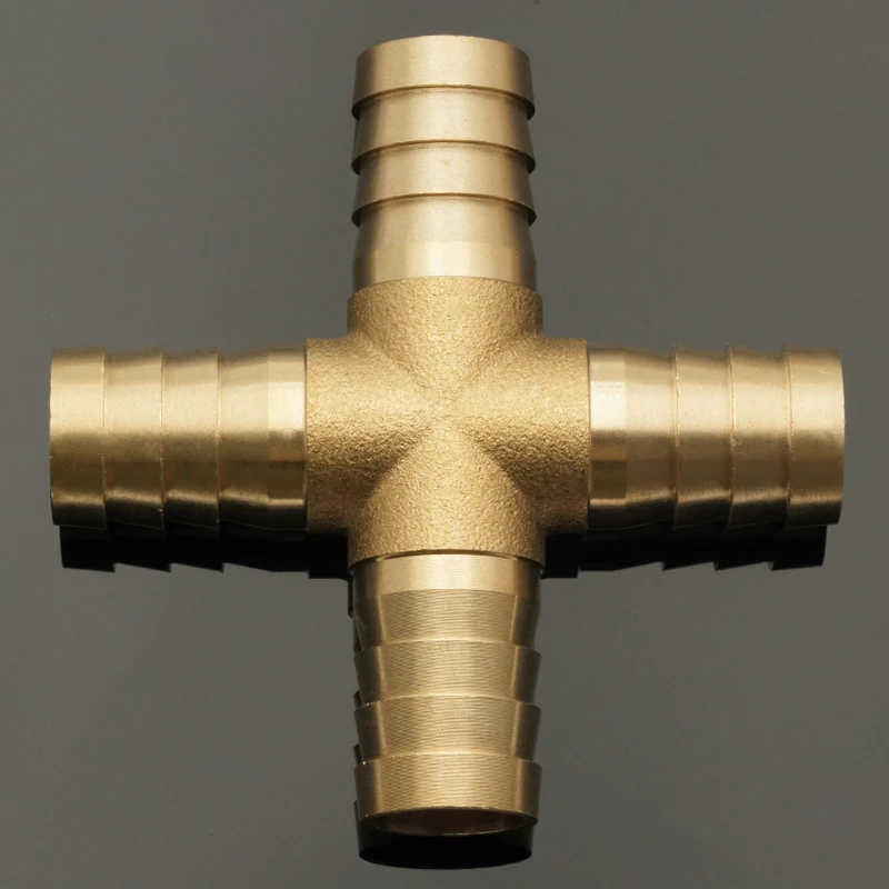 

Cross Shaped Brass Pipe Fitting 4 Way 4mm-19mm Hose Barb Connector Joint Copper Barbed Coupler Adapter Coupling Pneumatic