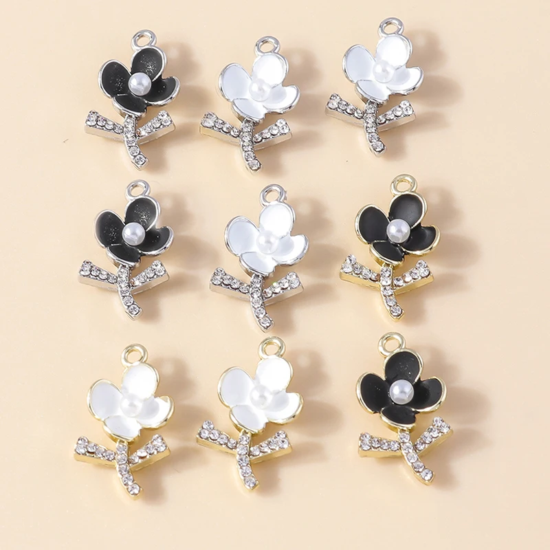 Maison-Cuentas de perlas de cristal para fabricación de joyas, abalorios de rosa para pendientes, pulsera, collar, colgantes hechos a mano, 4 piezas, 11x19mm