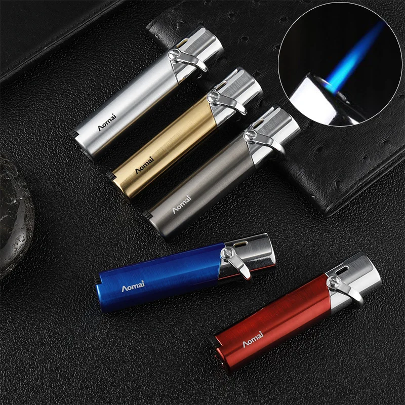Effortless Leverage Ignition Windproof Jet Blue Flame Butane Gas Lighter Outdoor Portable Mini Cigar Lighters Smoking Gadgets