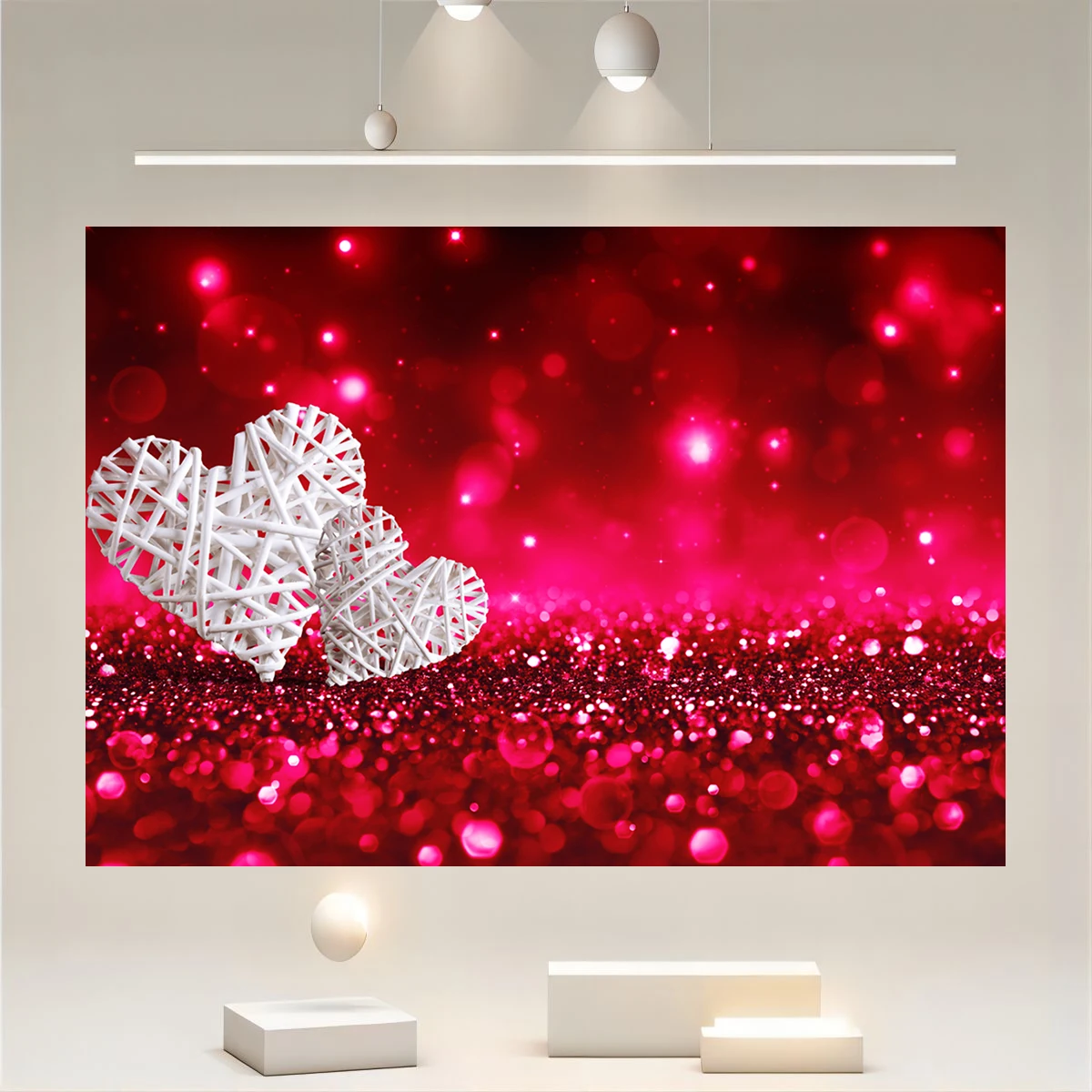 Rose Red Love Wedding Background Sparkling Glitter Red Bridal Shower Romantic Elegant Ladies and Girls Photography Background