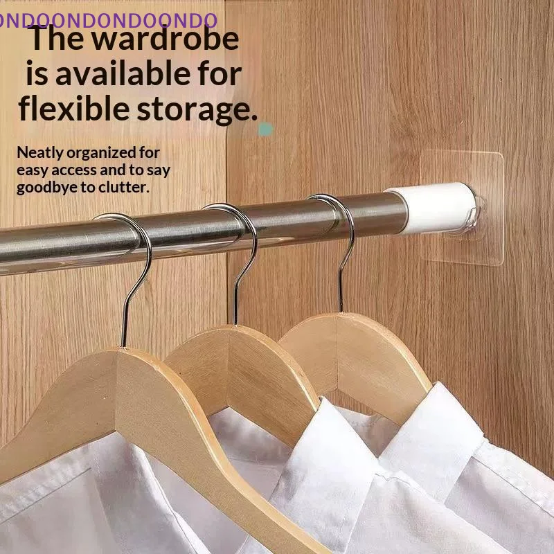 Adhesive Curtain Rod Brackets 4 PCS No Drilling Transparent Heavy Duty Holders for Rental Apartment Bedroom Window Decor