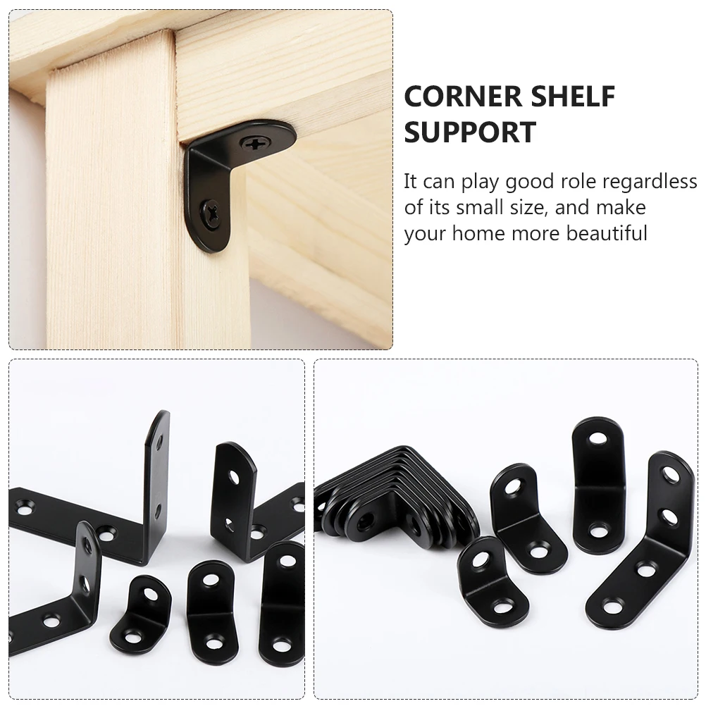 

20 Pcs Brackets 20x20x16mm Black Shelf Support L Shape Corner Brace L Shape Corner Shelf Bracket Hardware Fits
