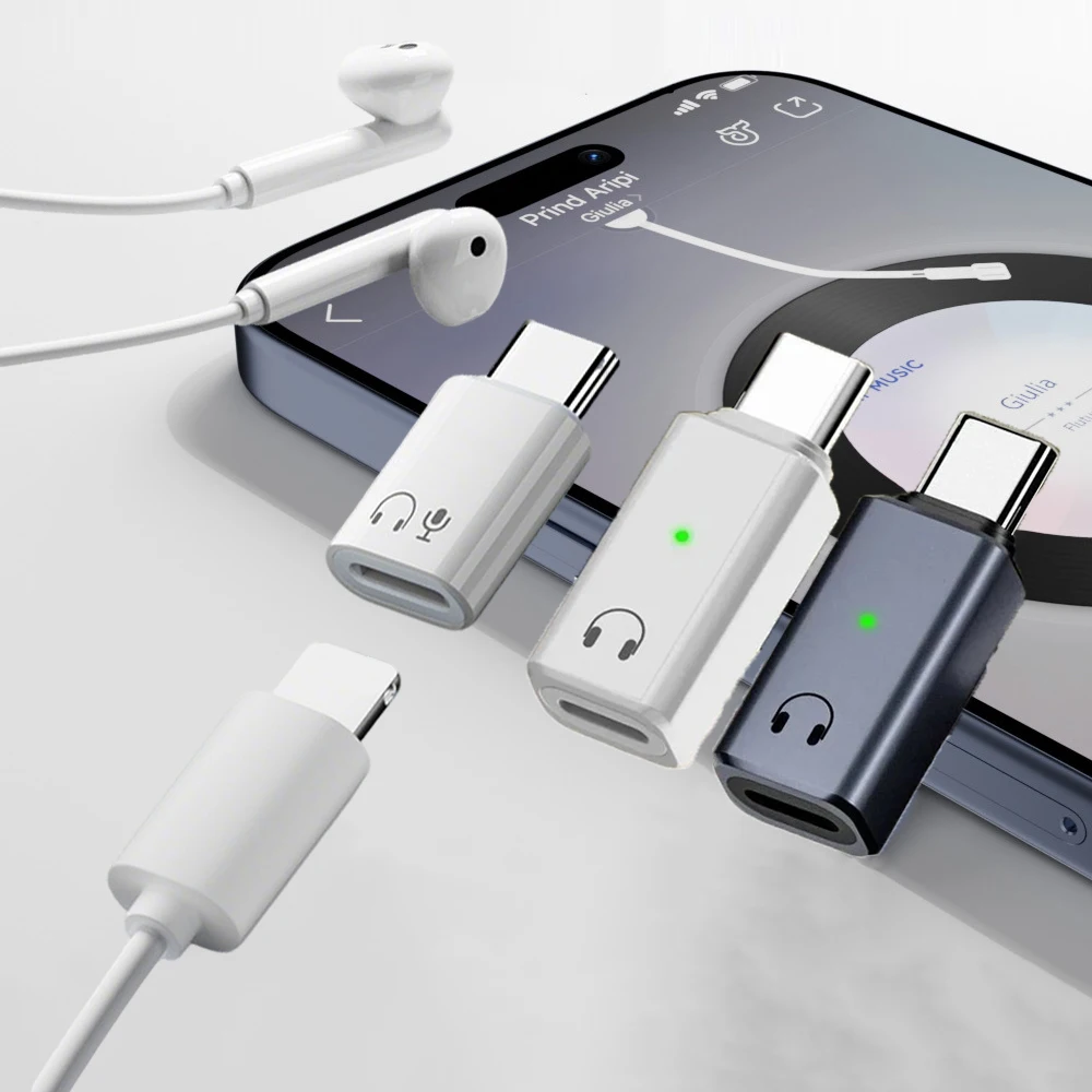 

USB C Headphone Adapter Type-C to Light-ning 8Pin Port Original Earphone Audio Converter for IOS Phone16/15 i-Pad Pro