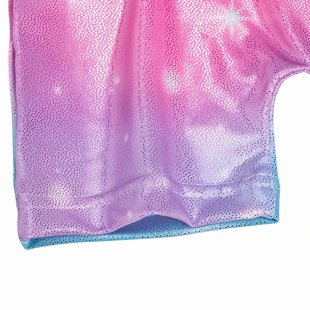 Gymnastics Leotards for Girls with Shorts Rainbow Star Tumbling Bodysuits Toddler Kids Sparkly Dance Outfits Biketard