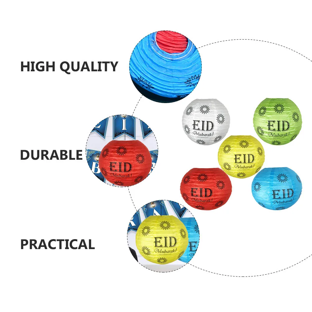 

5Pcs Decorative Paper Iron Lanterns For Eid Mubarak Party Solar Garden Lights