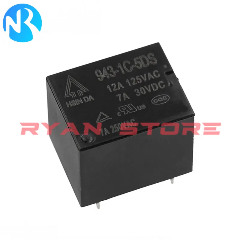 5Pcs 100% New Power Relay 943 1C 12DS 943-1C-5DS 943 1C-24DS 12A 125VAC 5Pin DC5V 12V 24VDC