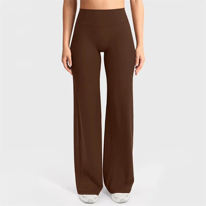 SVEIC MuseDrape Wide Leg Yoga Pants Back Pocket Women No Camel Toe High Waist Bottoms Gym Leggings Pilate Running Sport Trousers