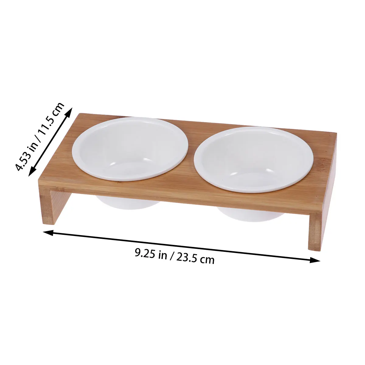 

Ceramic Dual Pet Bowls Bamboo Stand Non-Slip Floor Protection Quiet Design Easy Clean Pet Feeder Bowl Dog Cat Food Water
