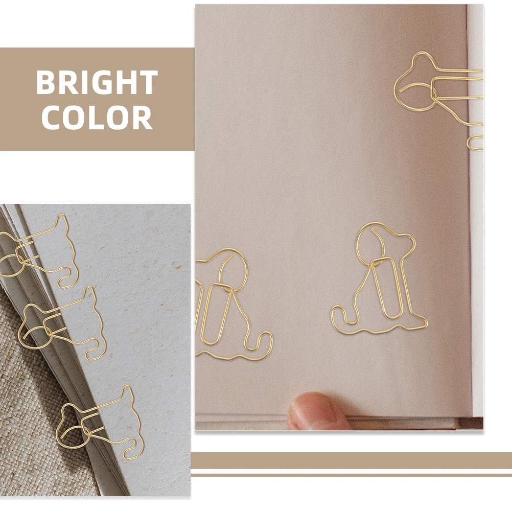 

100Pcs Creative Dog Shape Paper Clips Small Colorful Metal Clips for Office Document Files Notes Office Paper Clip