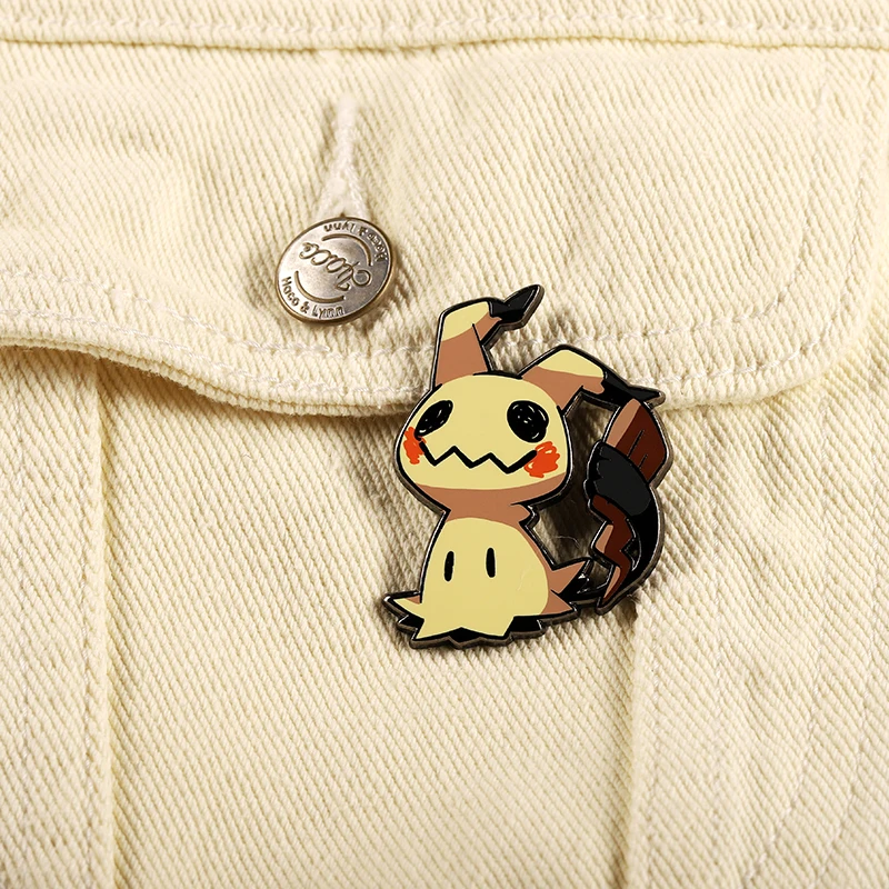 

Металлический значок аниме Pokemon Mimikyu-мультяшный стиль, аксессуар для рюкзака, булавка для одежды, орнамент, коллекционная фигурка, декор
