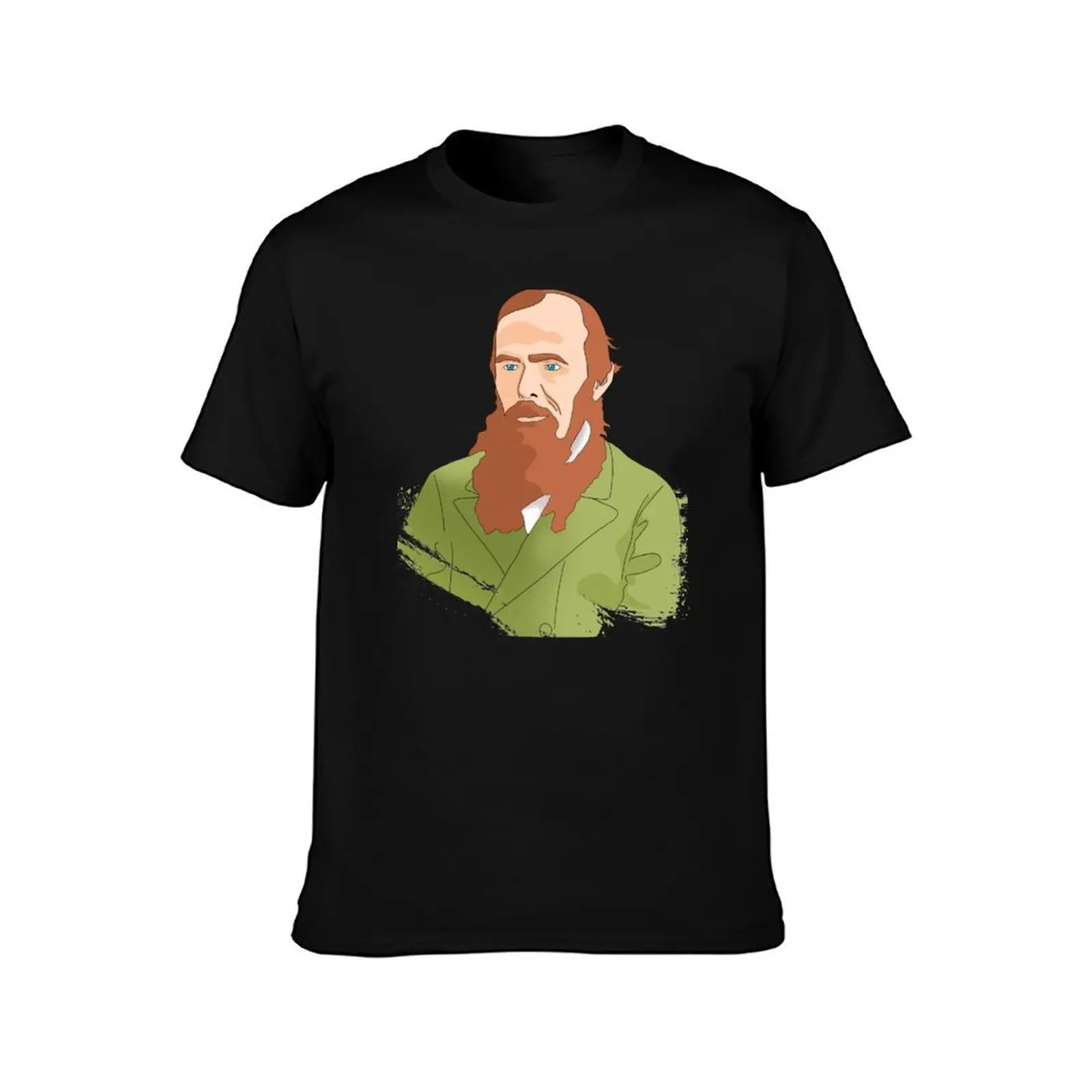 Fyodor Dostoevsky Portrait T-Shirt, Summer Casual Cotton Tee, Oversized Streetwear Tops, Vintage Graphic Print, Unisex Men Women