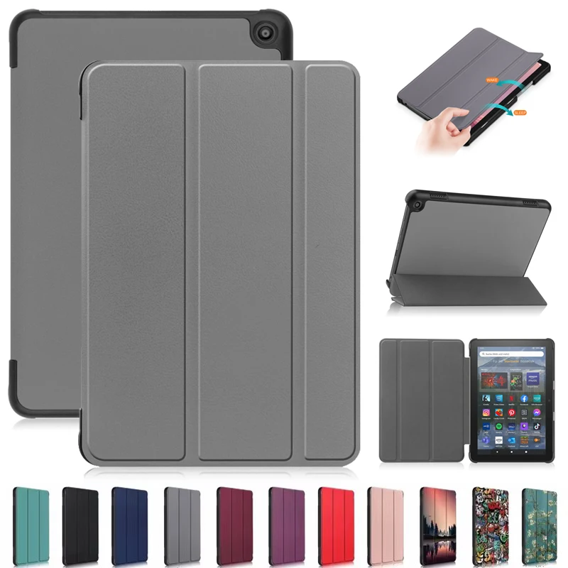 

For Fire HD 8 2022 Case 8" Trifold Magnetic Leather Smart Cover For Amazon Fire HD 8 Case 2022 Fire HD8 Plus 2022 Cover 12th Gen