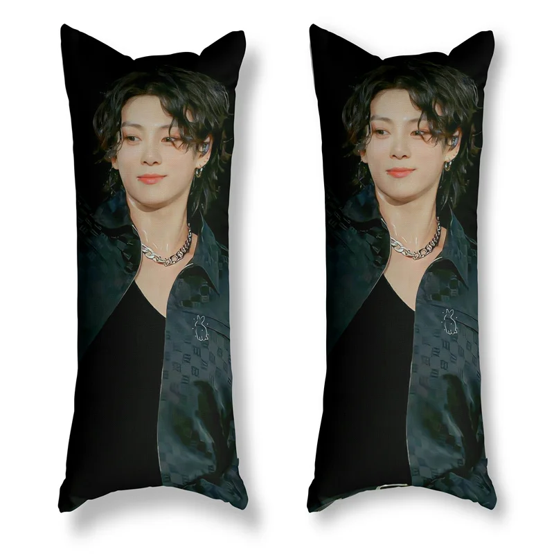 Jungkook funda de almohada Rectangular de pelo largo, Material de piel de melocotón, funda de almohada decorativa con cremallera creativa, funda de cojín de asiento de sofá