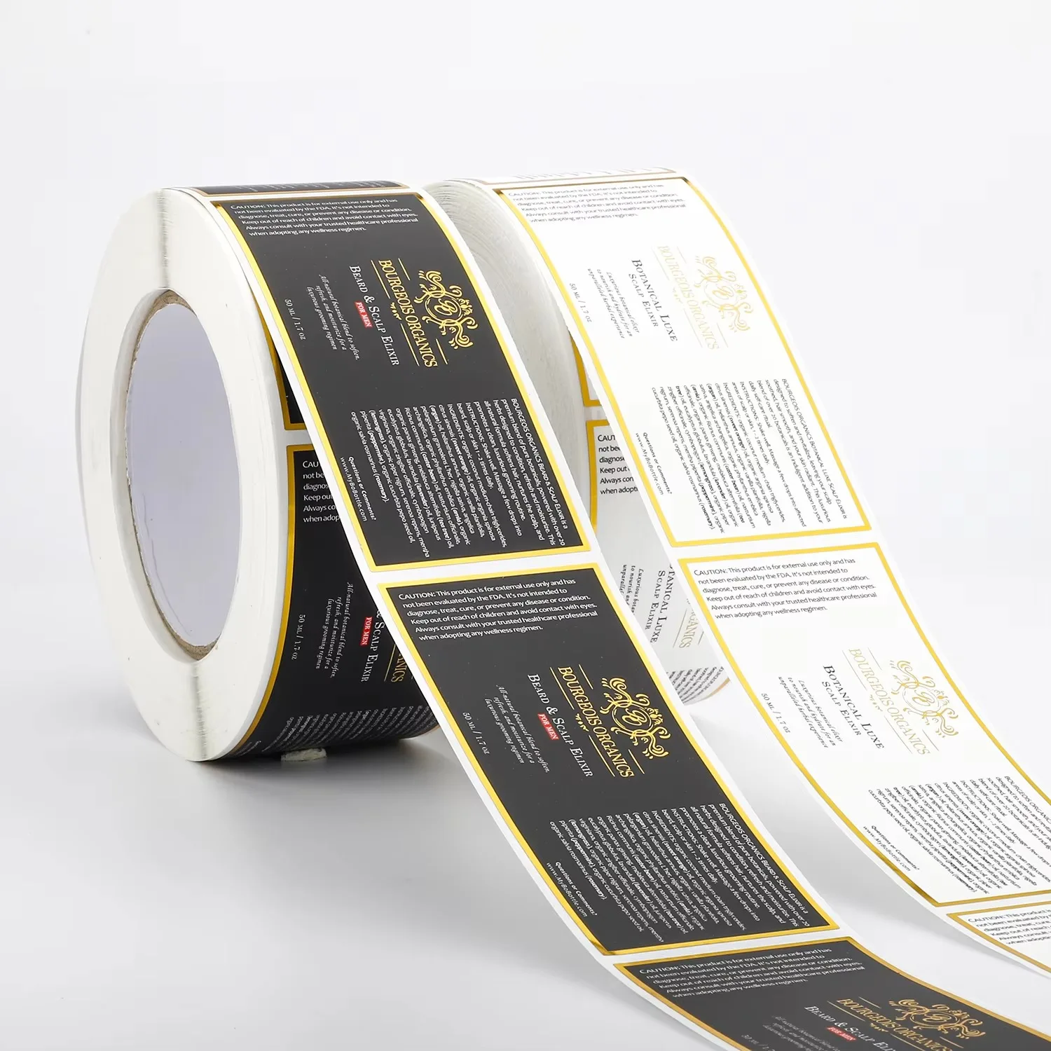 Custom Waterproof | White Vinyl BOPP Roll Label | Gold Foil Cosmetic Sticker Printing | Bottle Jar Packaging Labels view 4