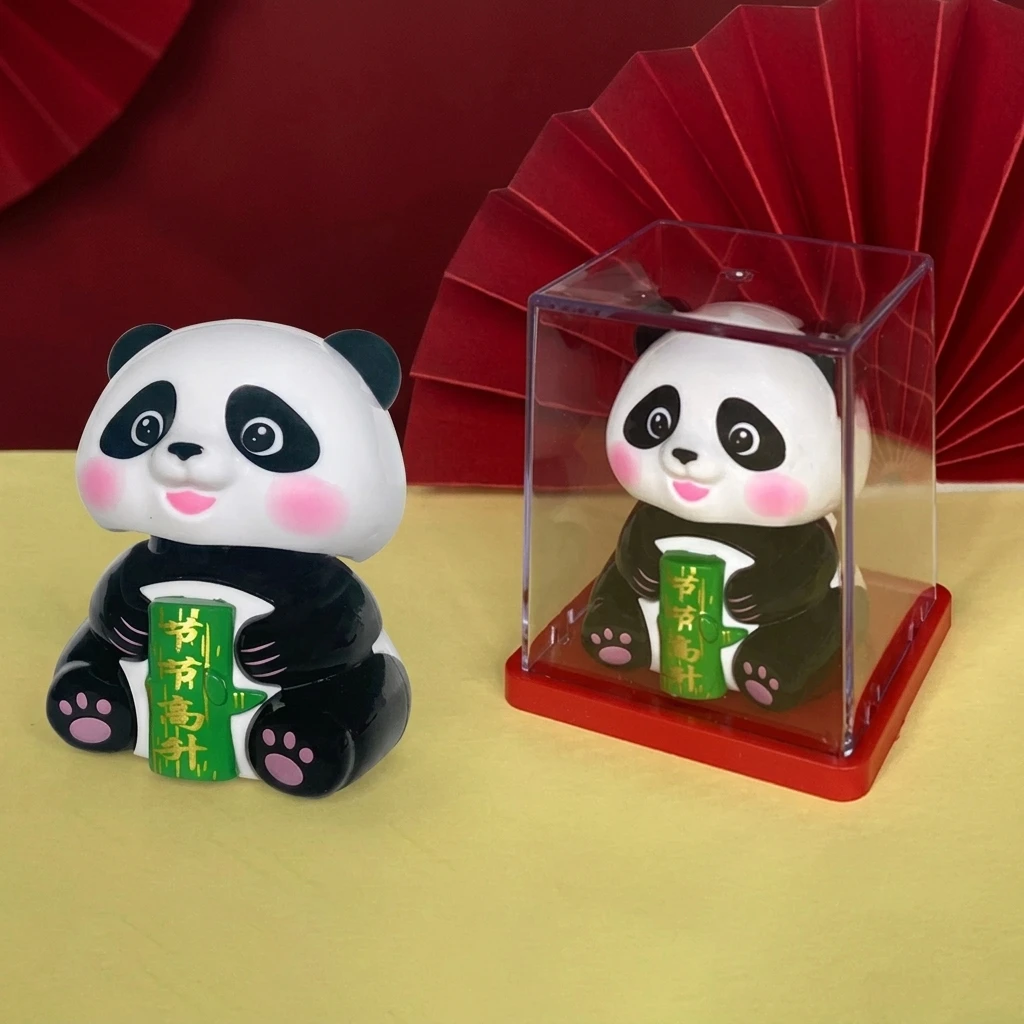 Solar Powered Waving Panda Ornament Cute Mini Cartoon Panda Figurine Auto Dashboard Car Interior Home Office Desk Decoration