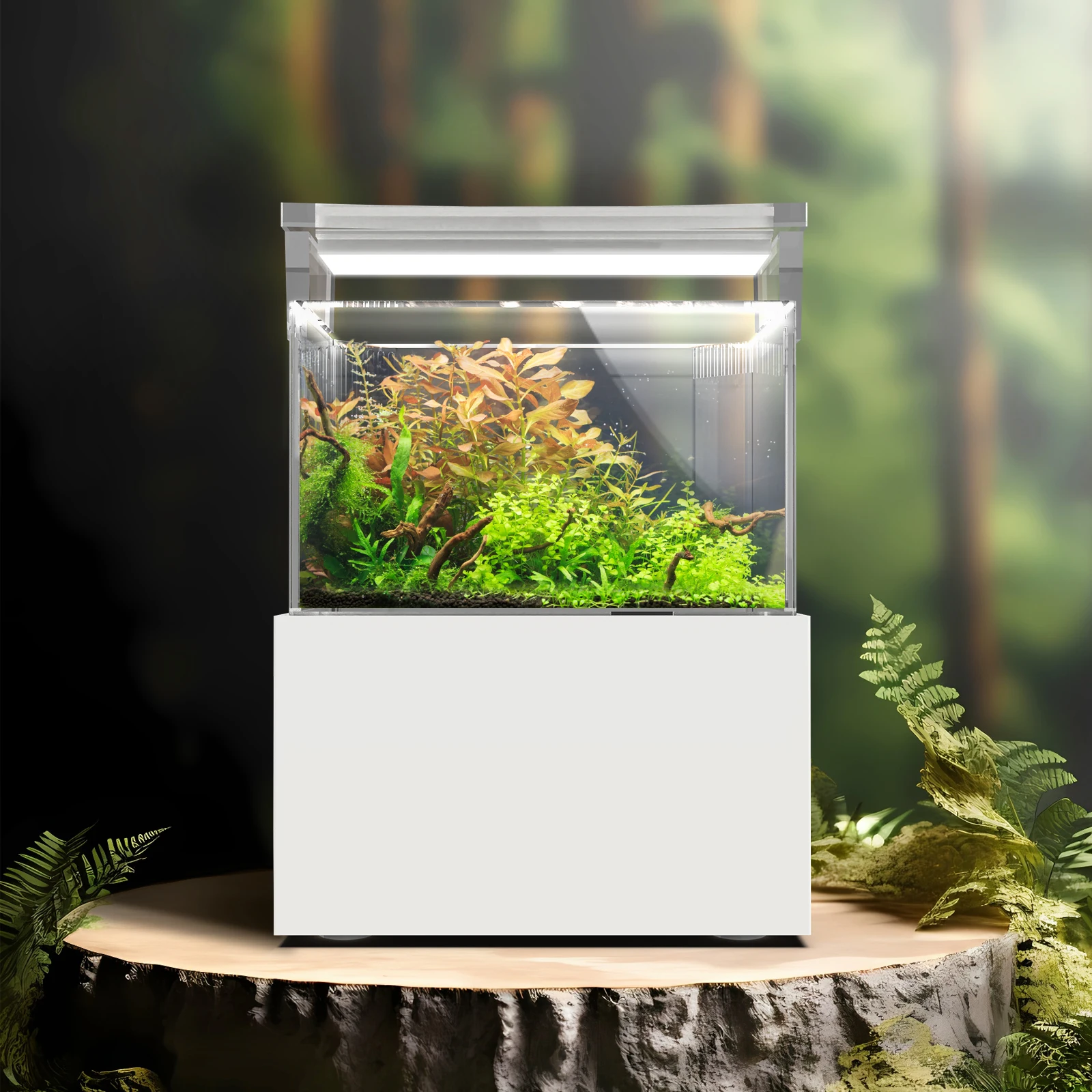 MagTool Premium All-in-One 0.7gal Ecological Desktop Mini Acrylic Aquarium with Bottom Filter System and LED Light