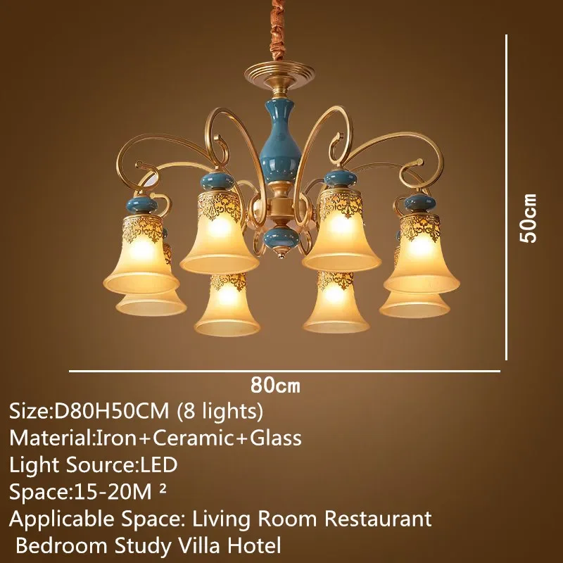 SOFEINA AmericanVillage Chandelier LED European Luxury Ceramic Living Room Restaurant Bedroom Study Villa Hotel Cafe Pendent Lam