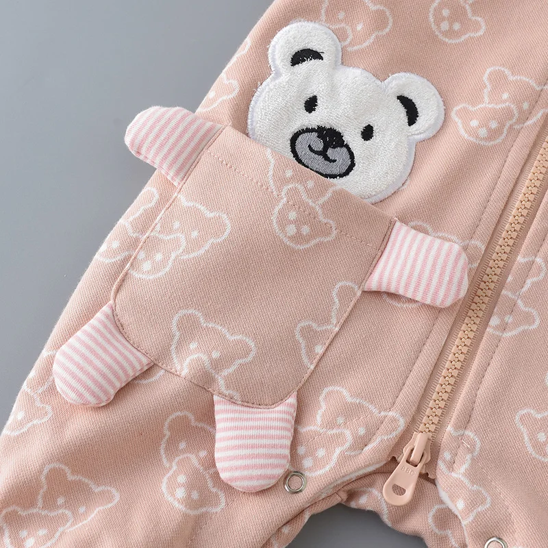 Ircomll Infant Baby Rompers Cotton Padded Thicken Newborn Boys Girls Clothes Unisex kid Jumpsuits Autumn Cartoon Bear Toddler