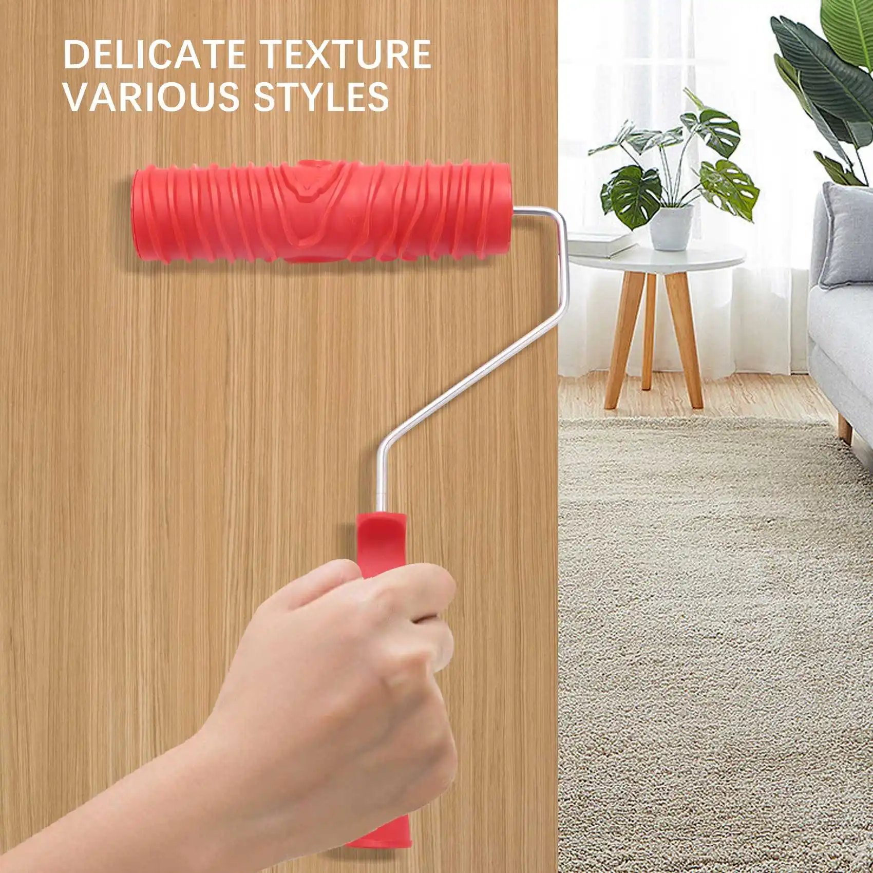 7 Inch Empaistic Pattern Roller Painter +2 PCS Wood Graining Painting Tool,Art Wallpaper Imitation Wood Grain Tool,Wall Texture