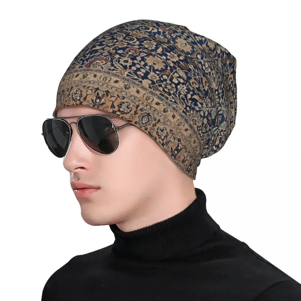 Hat Antique Tabriz Persian Rug Outdoor Caps For Men Women Bohemian Boho Style Skullies Beanies Ski Caps Soft Bonnet Hats