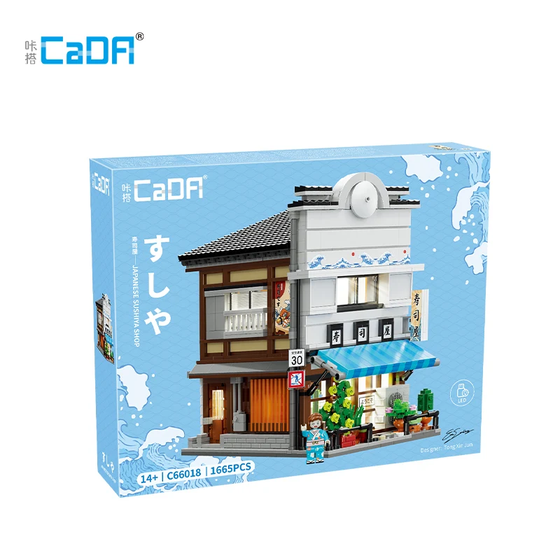Cada LED Stad Japanse Street View Bricks Winkel LED Japans Gestoomd Broodje Huis Architectuur Bouwstenen Zomer Cafe Speelgoed