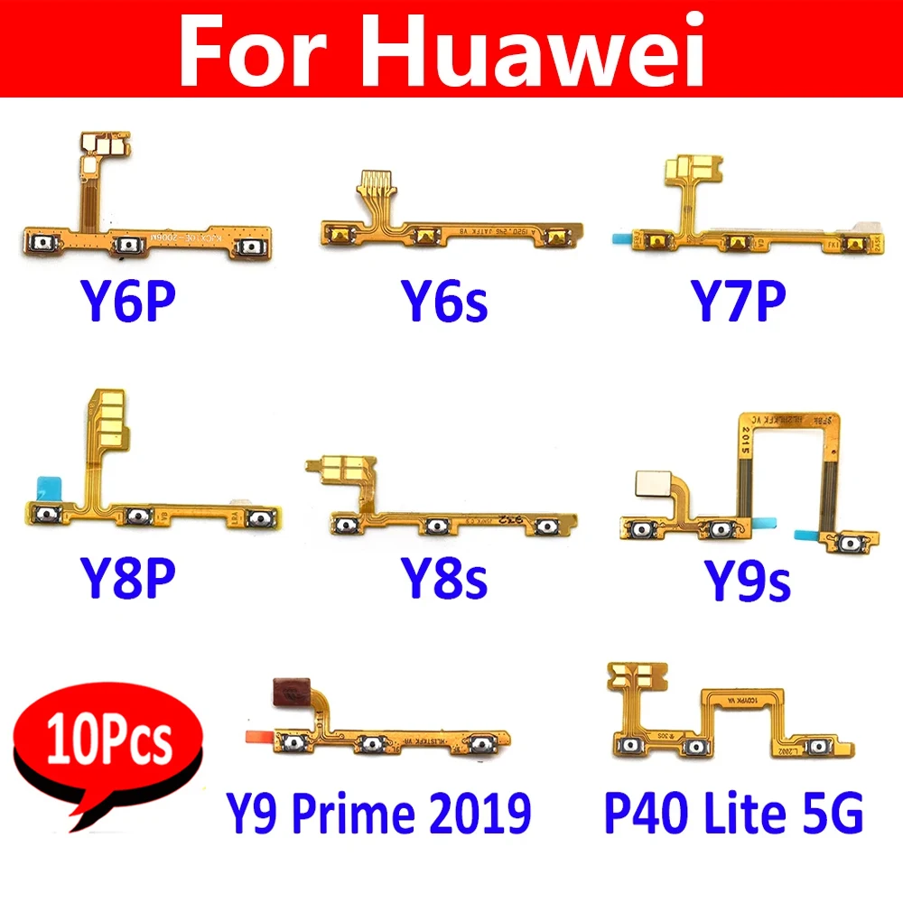 

10 шт., новый для Huawei Y9S Y6P Y8S Y8P Y7P Y6S P40 Lite 5G/P40 Lite E, включение и выключение громкости, боковая кнопка, замена гибкого кабеля