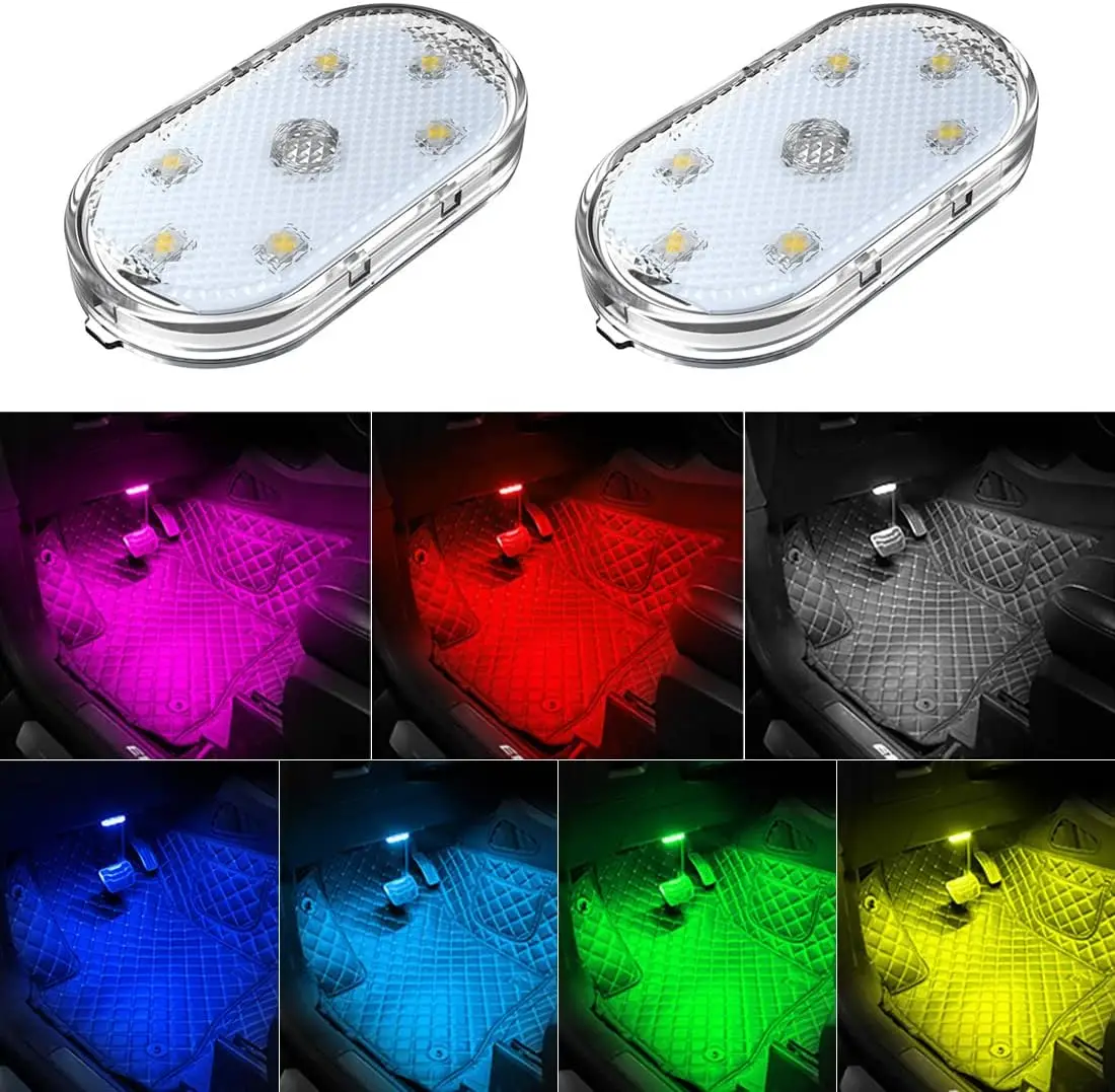 Wireless Led Lights for Car Interior Car Led Lights Interior USB Rechargeable Automotive Neon Accent Light Magnetic Sticker