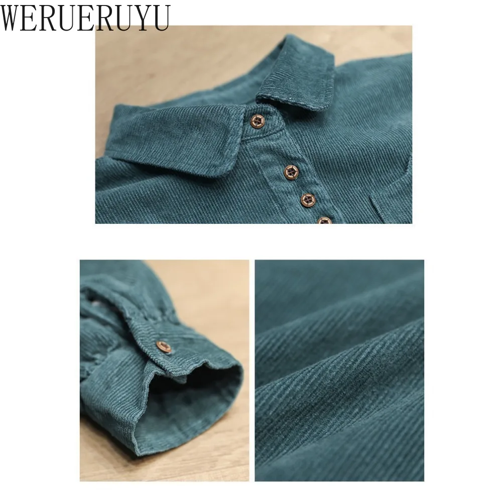 New Long Sleeve Corduroy Shirt Women Clothing Autumn Winter Fashion Casual Solid Color Cotton Top Womens Cardigan Blouse 2024