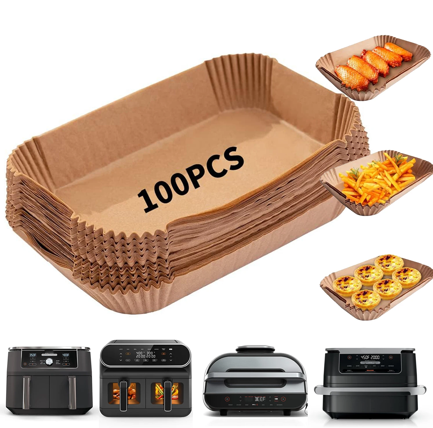 Air Fryer Baking Paper for Ninja Foodi Dual DZ201/DZ401/AF300EU/AF400EU/AF500EU/ FG551,COSORI 8.5L/10L,Cecotec 9L/10L,Tefal