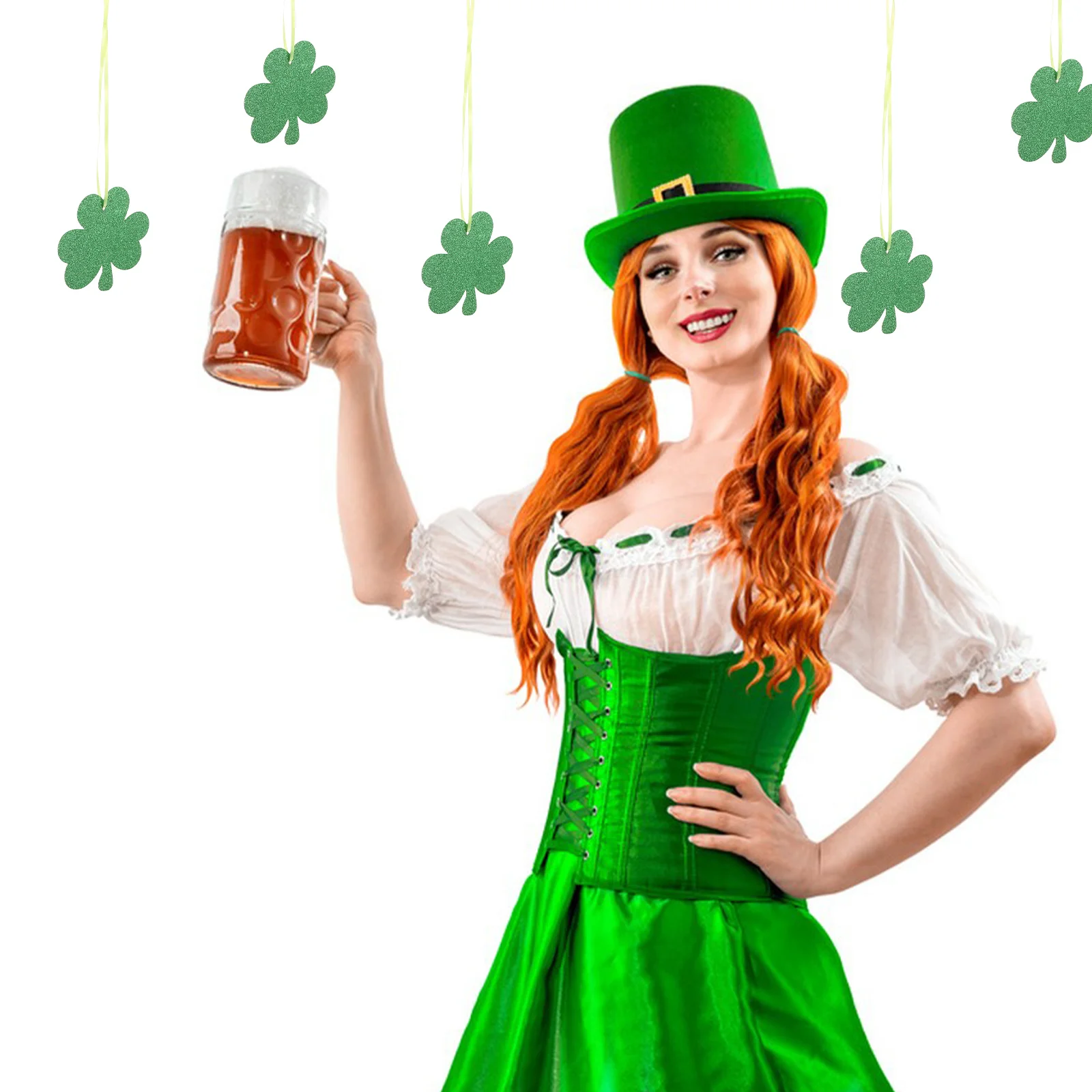 

18Pcs Shamrock Hanging Ornaments St Patrick's Day Decorations Irish Party Favors Holiday Craft Decor for Home and Office Use