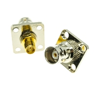 BNC To SMA Connector Socket Q9 BNC Female To SMA Female Plug 4 Hole Flange Panel Mount Nickel Brass RF Coaxial Adapters