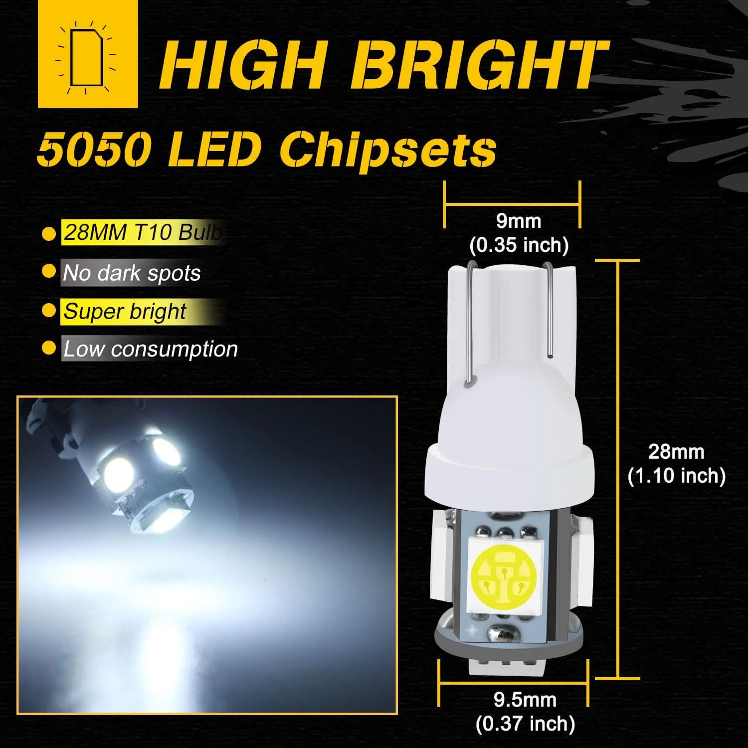 مصابيح LED T10 W5W لداخل السيارة ، قبة ، خرائط ، قراءة ، باب ، أضواء صندوق السيارة ، أبيض ، أحمر ، أصفر ، أزرق ، 12 فولت ، 5050-5SMD ، 10 ، 20 ، 30 ، 50 أو