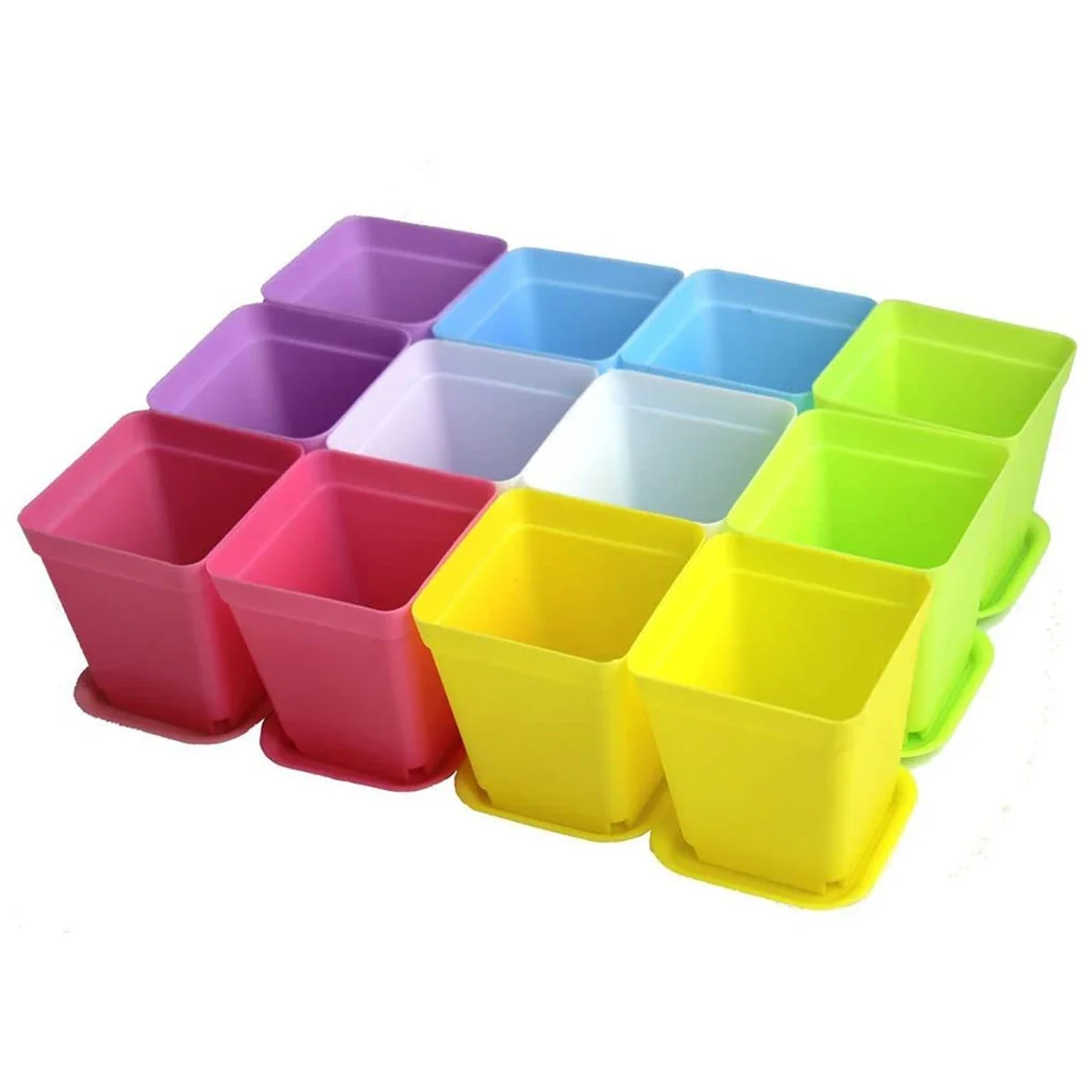 Supply Useful Practiacl Flower Pot Pot Square With Pots Trays 12PCS Accessories Colorful Decoration Home Decor