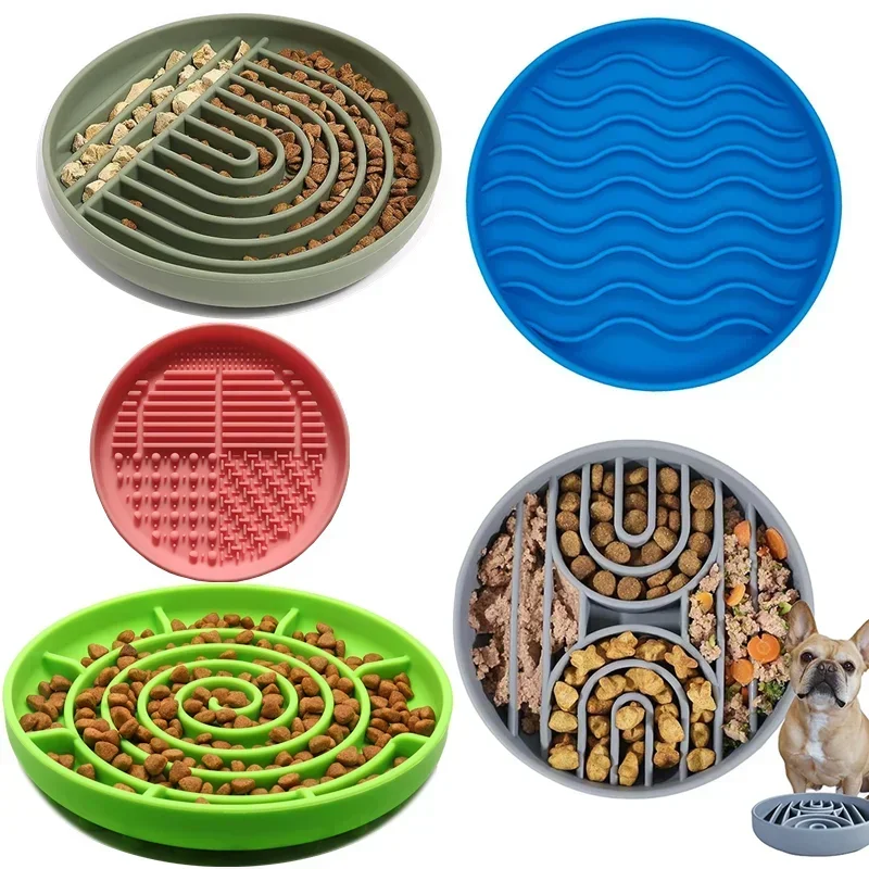 Pet Supplies Slow Food  Bowl Cat Anti-Knockover Anti-Slip Food Bowl Puppy Anti-choking Silicone Toy Food Plate Dog Food Bowl