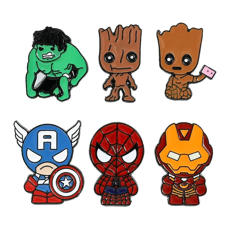 

1 Set Marvel Movie Spider-Man Brooch Groot Super Hero Cartoon Badge Enamel Pin Clothes Accessories Jewelry Gift Wholesale