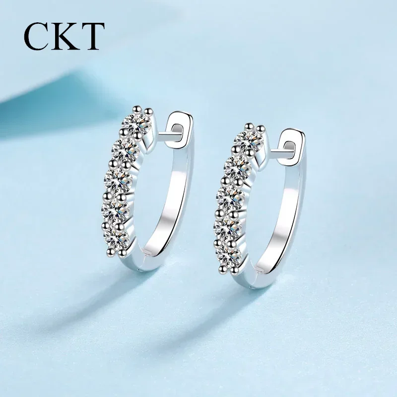 18K White Gold Platinum Hoop Earrings for Women 1 Carat Moissanite Earrings Pt950 Small Ear Wedding Fine Jewelry Manufacturer