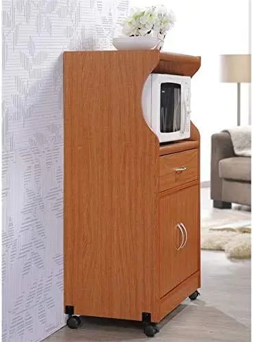 Carrito de cocina para microondas, color cereza