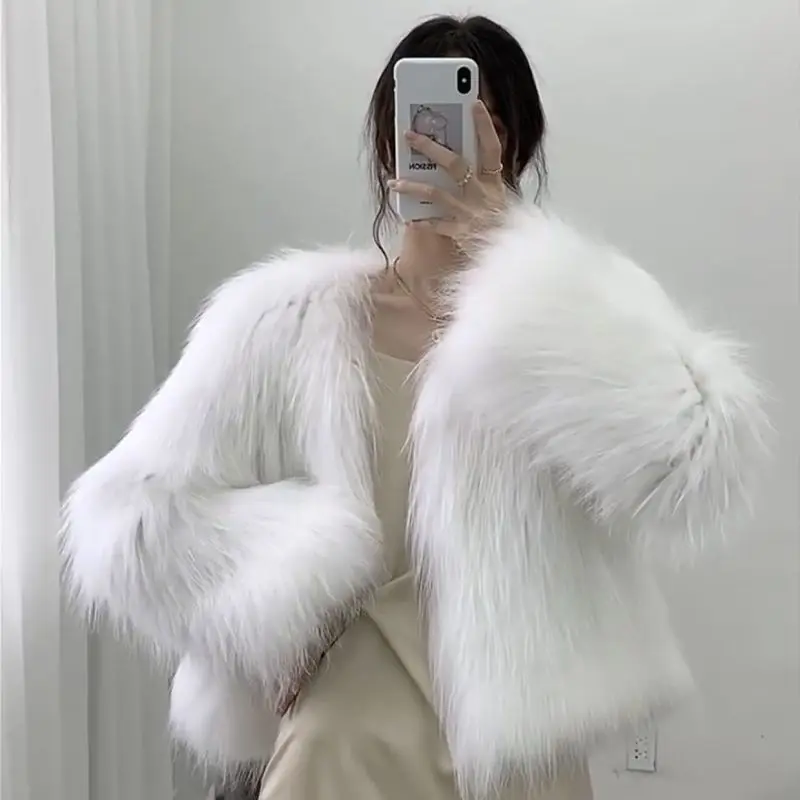 Faux Fur Coat 2024 Autumn/Winter Coat Women New High Imitation Fox Fur Fake Fur Short Coat Korean Fashion Women Jacket